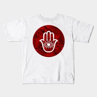 HAMSA HAND - Red bg Kids T-Shirt